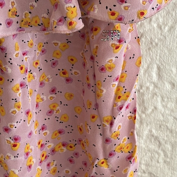 Sonia Rykiel Enfant Silk Pink Yellow Floral Jumpsuit Ruffle Crystal Logo Girl 14 - Picture 5 of 10